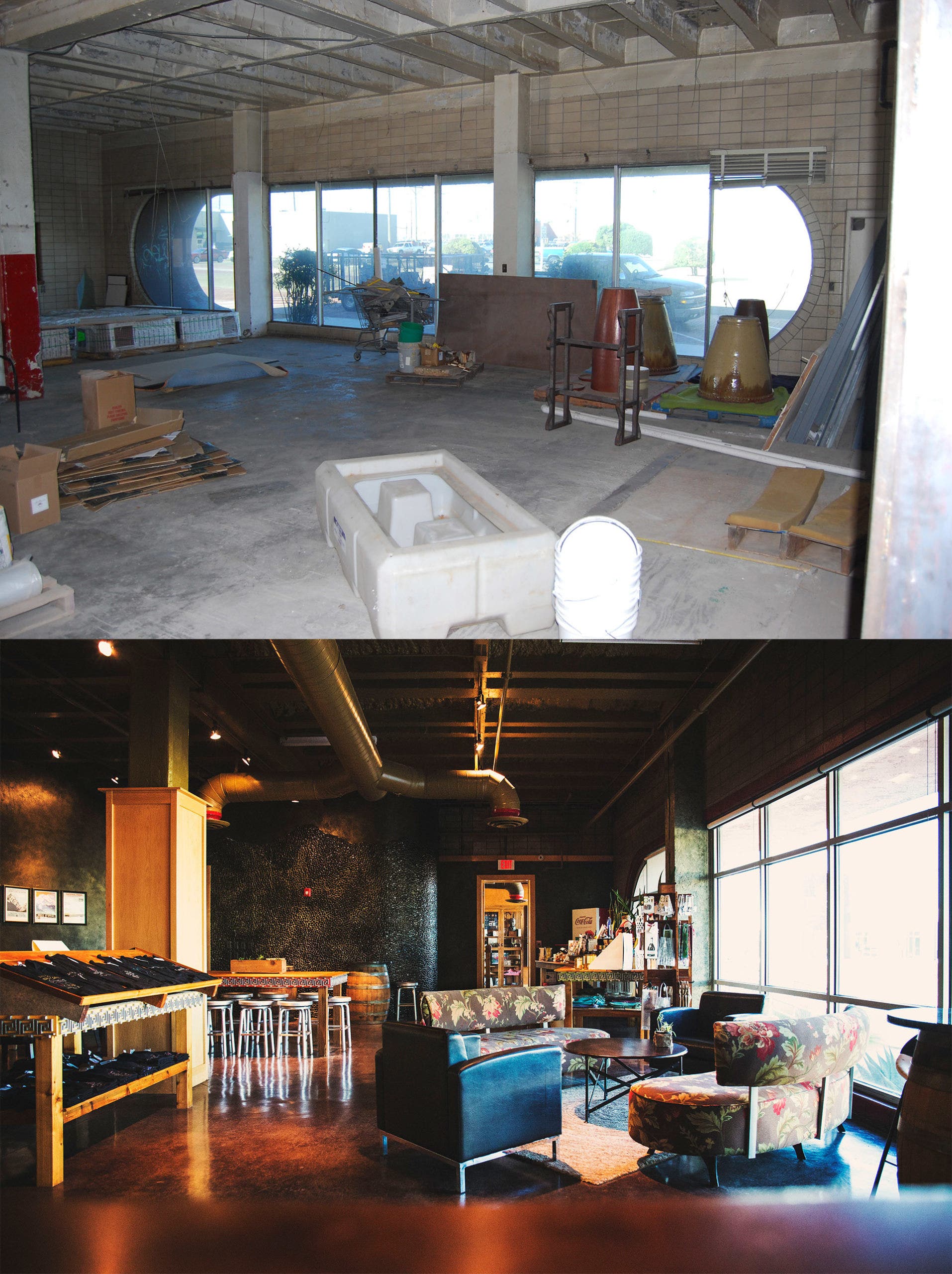 McPherson Cellars tasting room, before and after